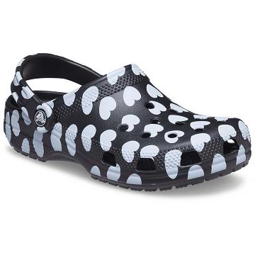 Crocs Klassiska Heart Print Clogs Dam Vita Svarta | Sverige 0130MQZA